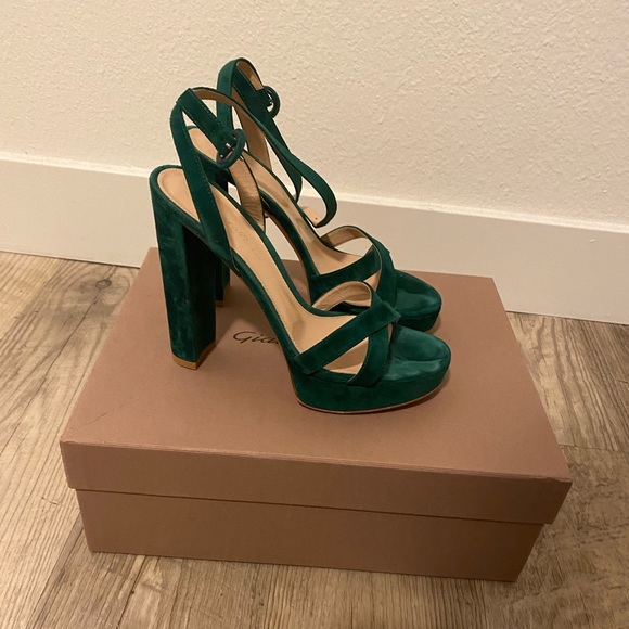 Gianvito Rossi Shoes - Gianvito Rossi Poppy Suede Dark Green Sandals 7.5